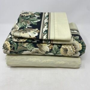 Vtg Thomaston Full Size Sheet SET Flat Fitted 2 Pillowcases Percale Made in USA